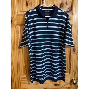 Adidas Men's Climate Cool Golf Polo Blue Quarter zip stripes Preowned